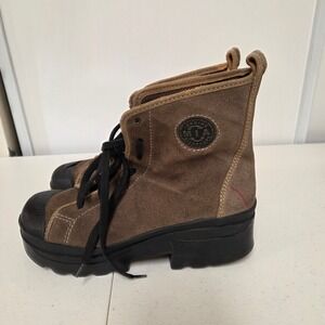 MIA Vintage 90s Brown Suede Platform Lug Sole Combat Boots Womens 7.5 Brazil